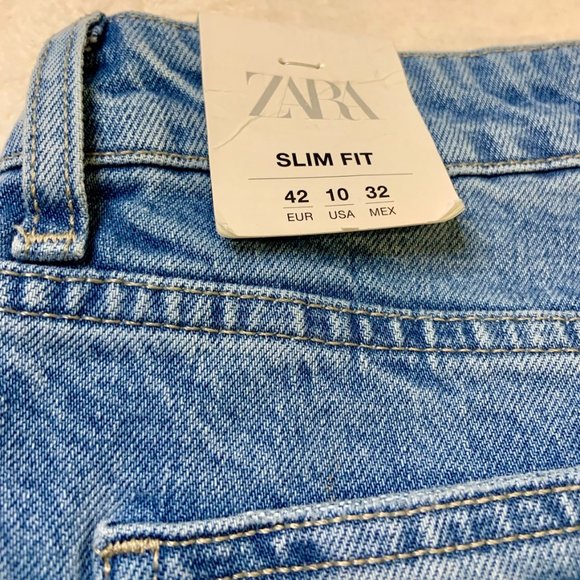Women's Zara Slim Fit Mid-Rise Regular Length Blue Jeans Denim Size 10 - Picture 10 of 13